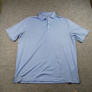 DEOLAX Polo Shirt Mens 2XL Blue Geometric Golf Performance Stretch Short Sleeve